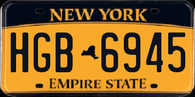 NY license plate HGB6945