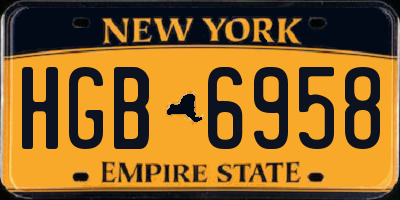 NY license plate HGB6958