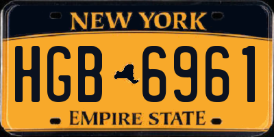NY license plate HGB6961