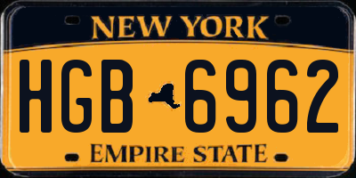 NY license plate HGB6962