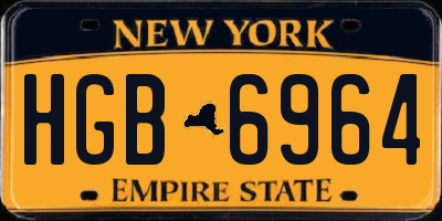 NY license plate HGB6964