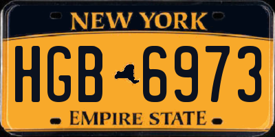 NY license plate HGB6973