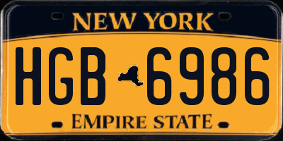 NY license plate HGB6986