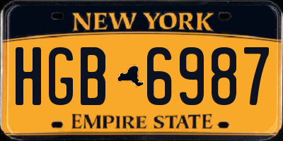 NY license plate HGB6987