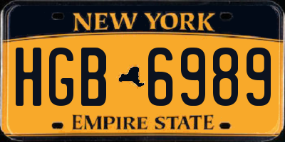 NY license plate HGB6989