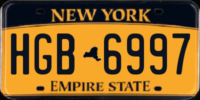 NY license plate HGB6997