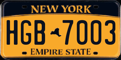 NY license plate HGB7003