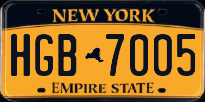 NY license plate HGB7005