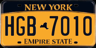 NY license plate HGB7010