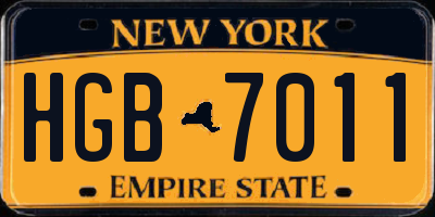NY license plate HGB7011