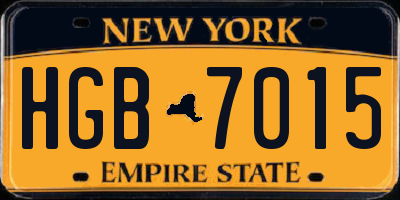 NY license plate HGB7015