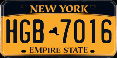 NY license plate HGB7016