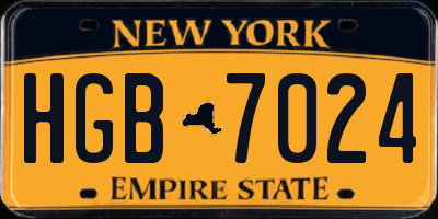 NY license plate HGB7024