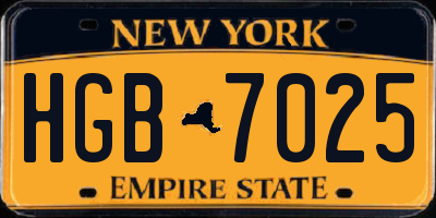 NY license plate HGB7025