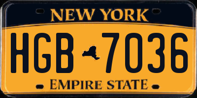 NY license plate HGB7036