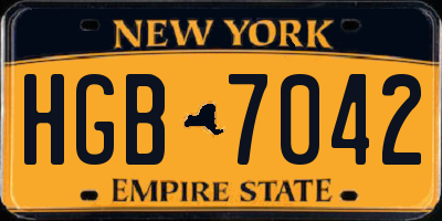 NY license plate HGB7042