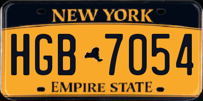 NY license plate HGB7054