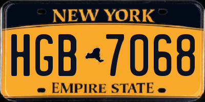 NY license plate HGB7068