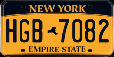 NY license plate HGB7082