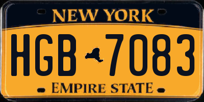 NY license plate HGB7083