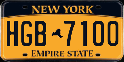NY license plate HGB7100