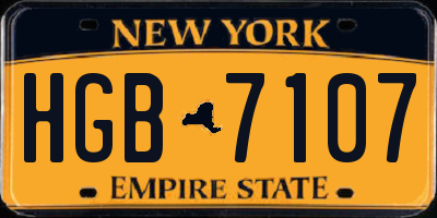 NY license plate HGB7107