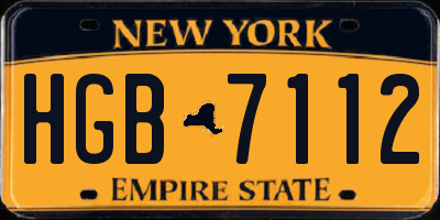 NY license plate HGB7112