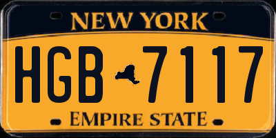 NY license plate HGB7117