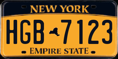 NY license plate HGB7123