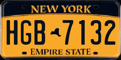 NY license plate HGB7132