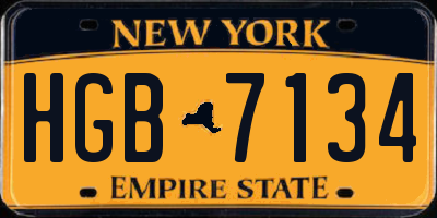 NY license plate HGB7134
