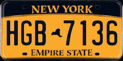 NY license plate HGB7136