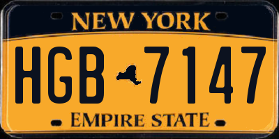 NY license plate HGB7147