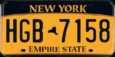 NY license plate HGB7158