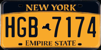 NY license plate HGB7174