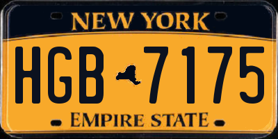 NY license plate HGB7175