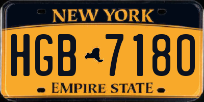 NY license plate HGB7180
