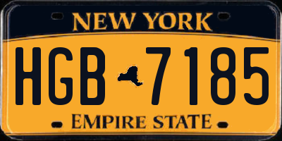 NY license plate HGB7185