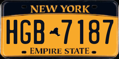 NY license plate HGB7187