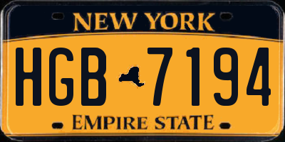 NY license plate HGB7194