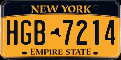 NY license plate HGB7214