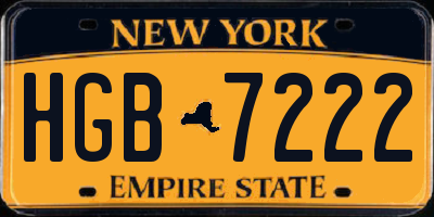 NY license plate HGB7222