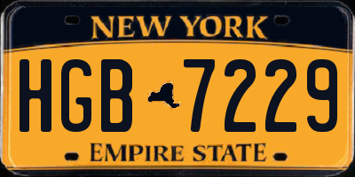 NY license plate HGB7229