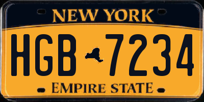 NY license plate HGB7234