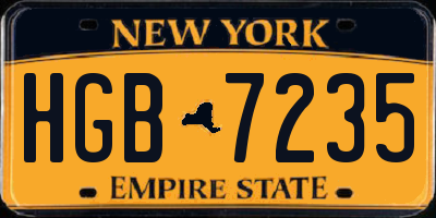 NY license plate HGB7235