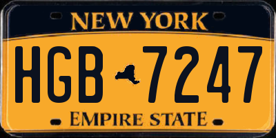 NY license plate HGB7247