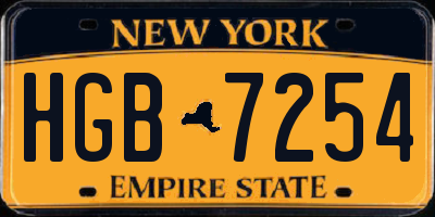 NY license plate HGB7254