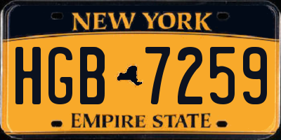 NY license plate HGB7259