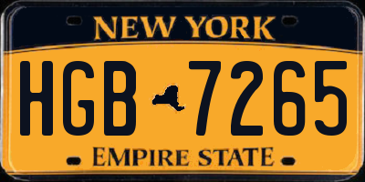 NY license plate HGB7265