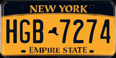 NY license plate HGB7274